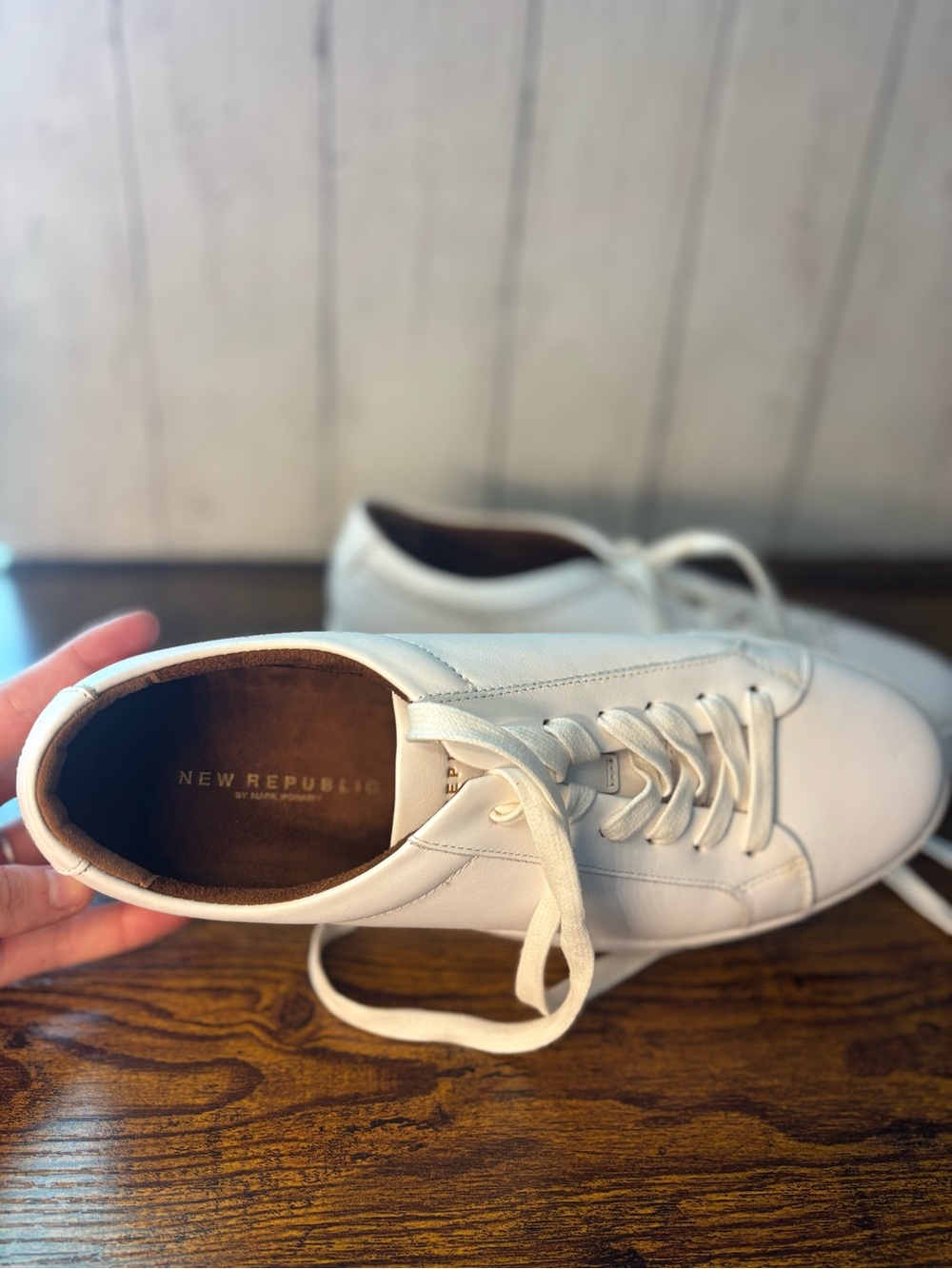 New Republic Men’s White Leather Lace-Up Sneakers